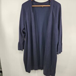 Tribekka Navy Drape Open Front Duster Cardigan Women's Plus 2X